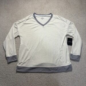 Cuddl Duds V-Neck Long Sleeve Shirt Cream Women's Large NWT